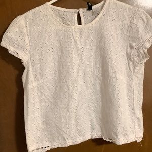 White Eyelet Flowered Top